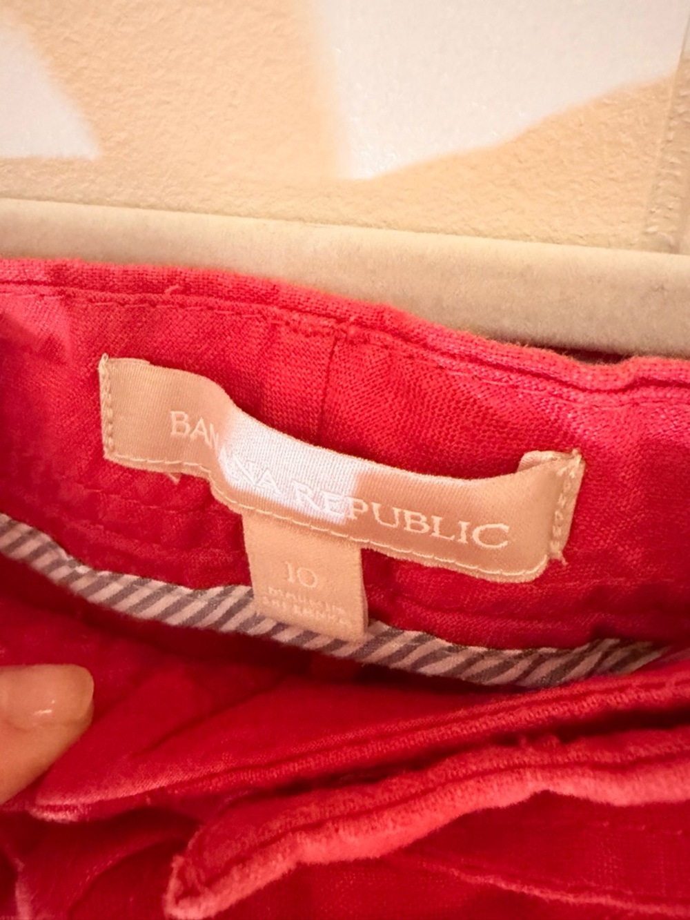 Banana Republic 100% Linen Tomato Red Wide Leg Tie Waist Pants Women’s 10 - Picture 3 of 8